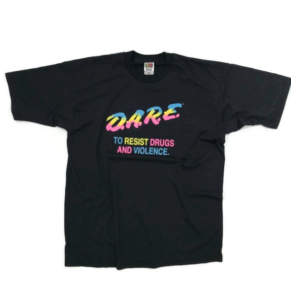 Vintage Other - VINTAGE DARE Drugs Neon Rainbow Black T-shirt